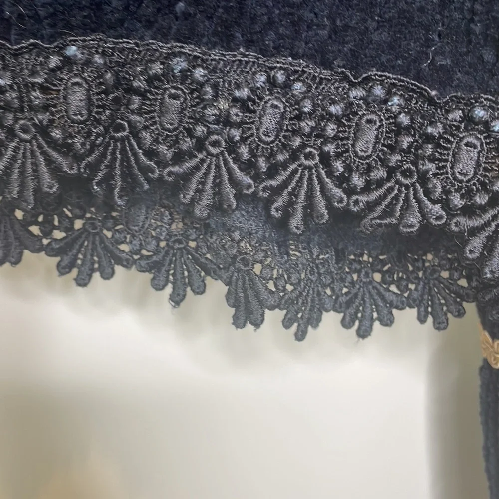 Vintage Sandy Starkman || Chenille Button Front/Ribbon Art Sweater/Jacket - Picture 12 of 17